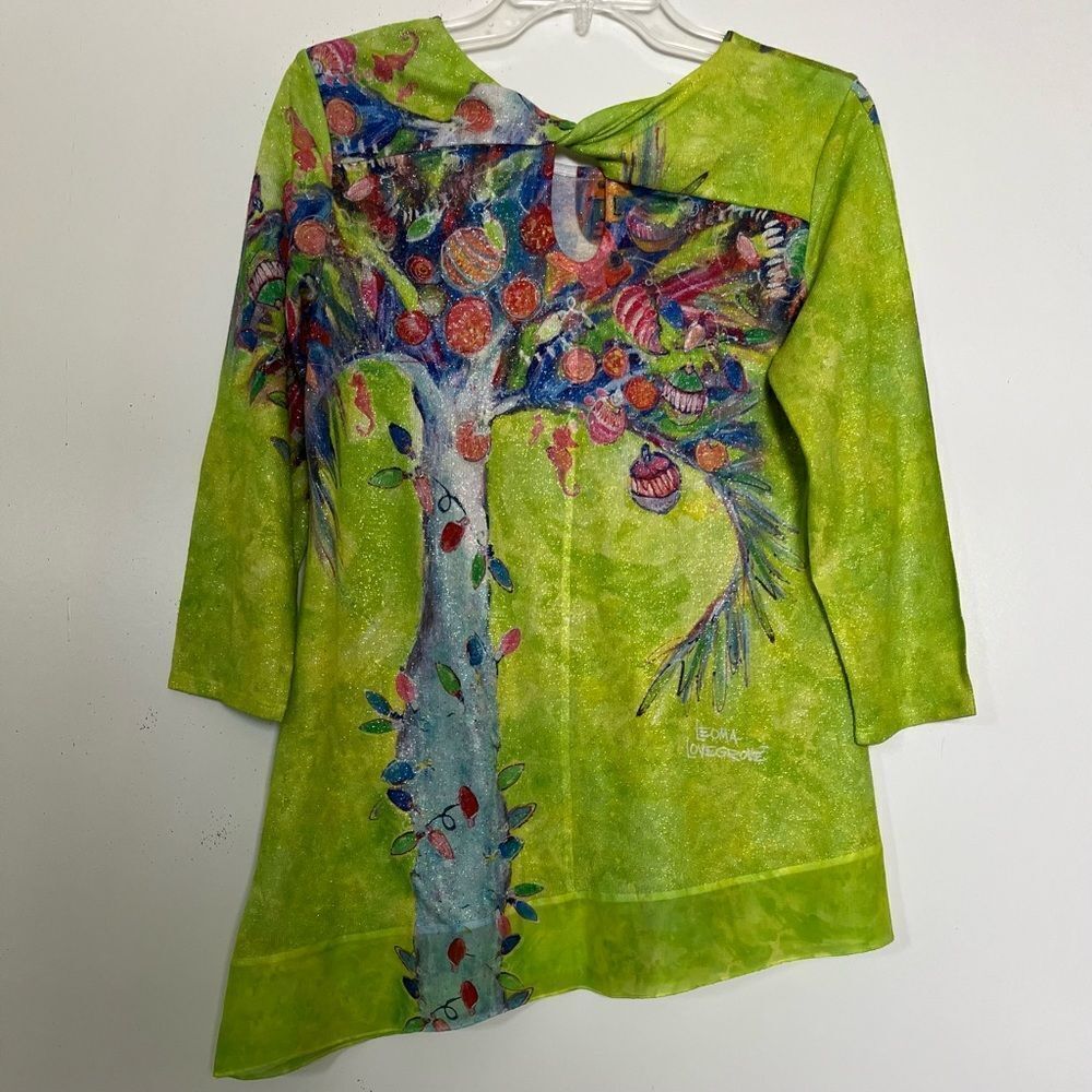 Leoma Lovegrove Lagenlook Top Asymmetrical Glitter Artsy Whimsical Blouse Small - Picture 5 of 10